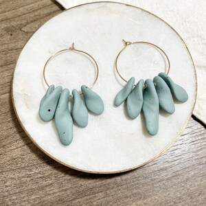 Blue Green Polymer Clay Statement Earrings / Statement Jewelry / Fashion Accessories / Handmade