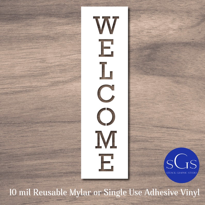 Welcome Vertical OFFer Stencil For Painting Furniture - Walls 2021 model Signs