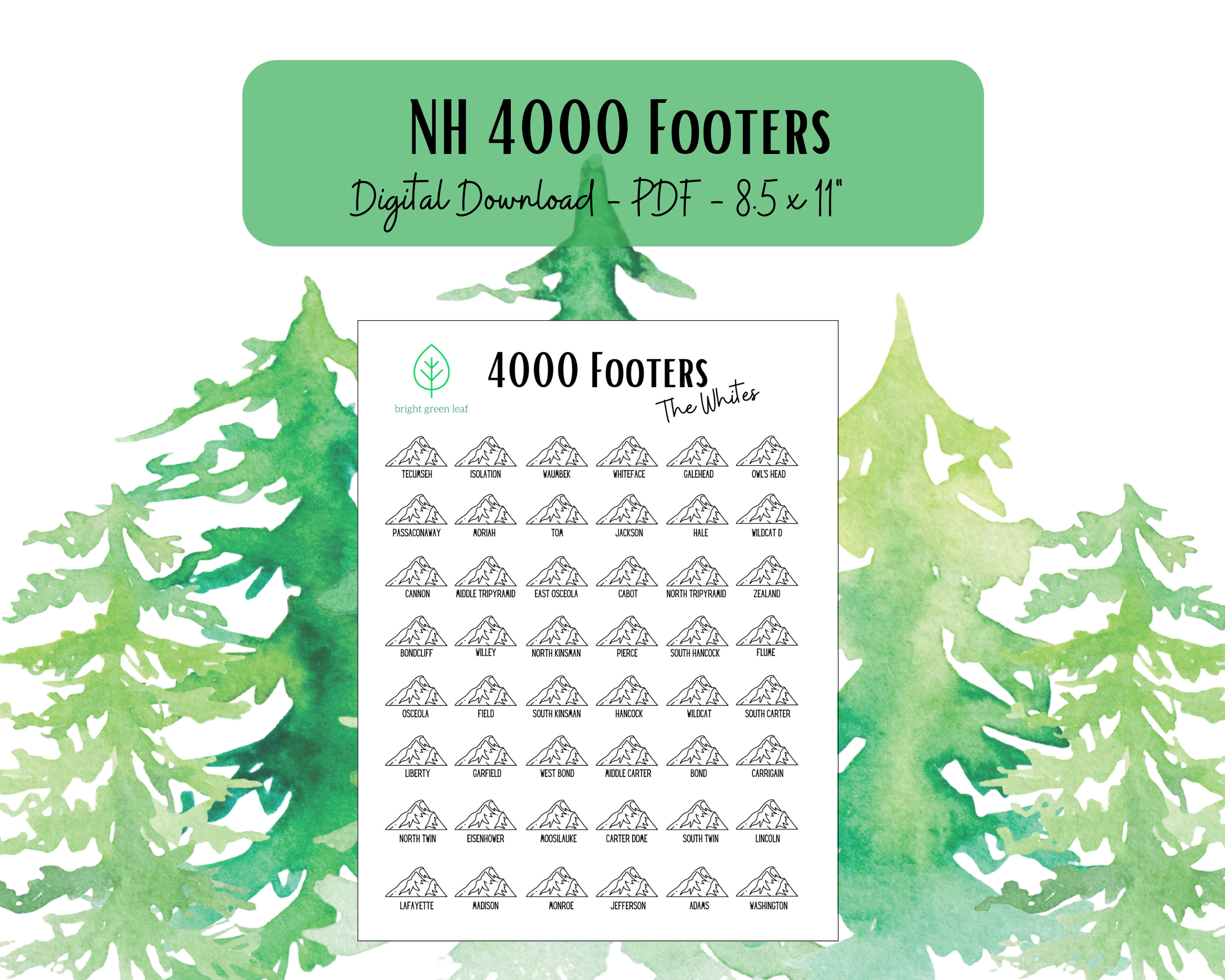Goal Tracker NH 48 4000 Footers White Mountains Etsy