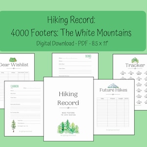 Hiking Record: 4000 Footers - White Mountains, NH48, Hiking Log, Hiking Journal, 4000 Footers, NH 4000 Footers