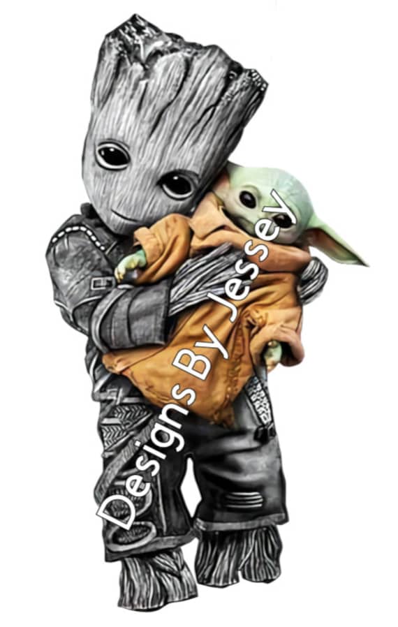 Download Groot Holding Baby Yoda Etsy