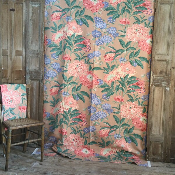 GP&J Baker Heavy Cotton Furnishing Fabric ‘Giverny Peony’ 1981