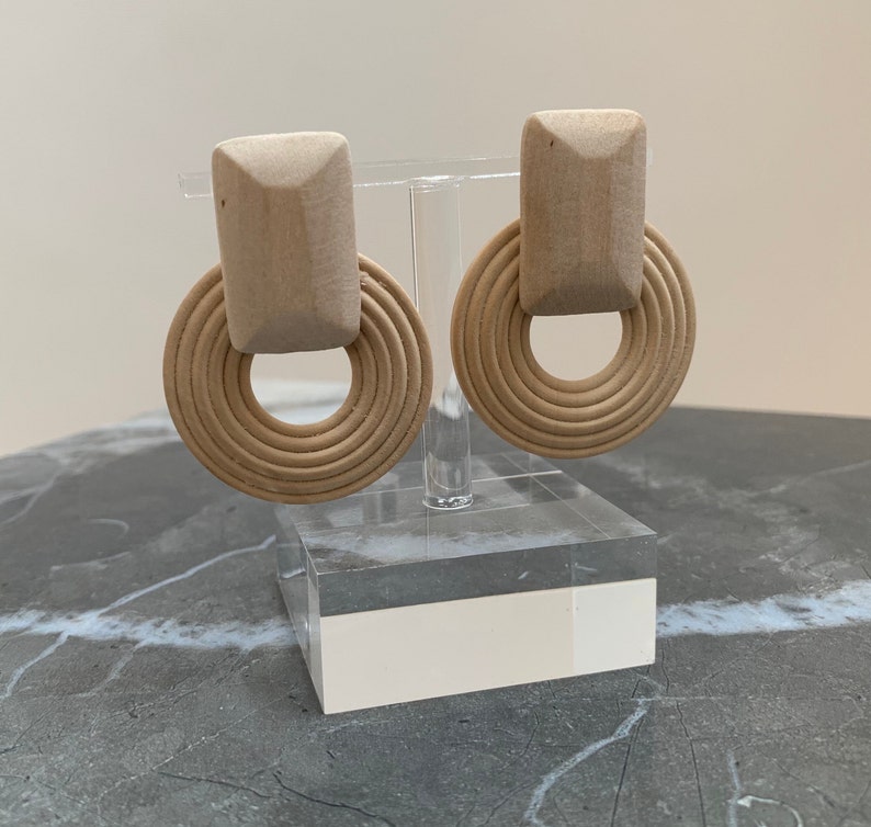 wood earrings, mod earrings, big earrings, mcm, midcentury modern jewelry, Scandinavian jewelry,  Wood Circle Earrings with Disc, Round Wood Earrings, Boho Hippie Wooden Earrings, Birthday Jewelry, African jewelry