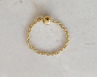 Dainty gold chain ring, 14k gold vermeil  barely there chain ring, minimalistic barely there gold thin ring