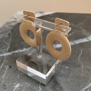 wood earrings, mod earrings, big earrings, mcm, midcentury modern jewelry, Scandinavian jewelry,  Wood Circle Earrings with Disc, Round Wood Earrings, Boho Hippie Wooden Earrings, Birthday Jewelry, African jewelry