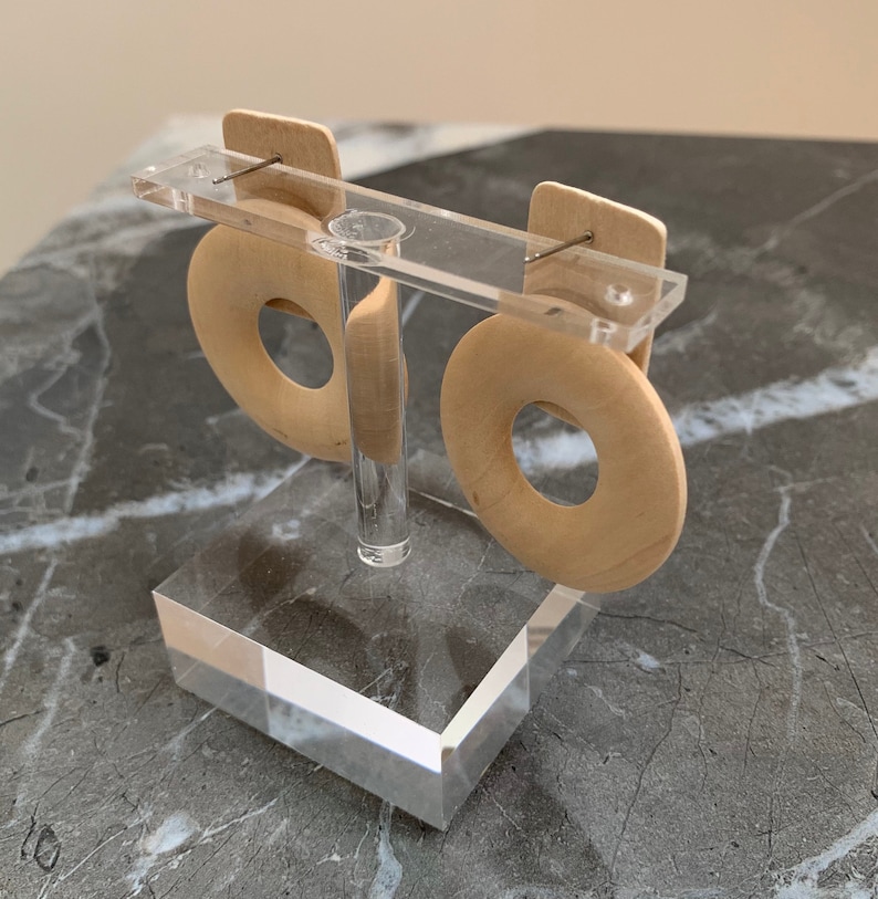 wood earrings, mod earrings, big earrings, mcm, midcentury modern jewelry, Scandinavian jewelry,  Wood Circle Earrings with Disc, Round Wood Earrings, Boho Hippie Wooden Earrings, Birthday Jewelry, African jewelry