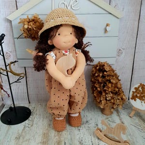 16 Inch Waldorf Doll with Mohair Hair & Floral Dress
