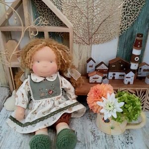 Handmade Waldorf Doll with Organic Wool Filling & Clothes Set