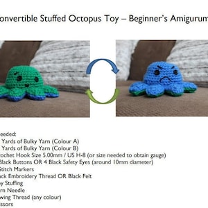 MOTIF AU CROCHET - Poulpe en peluche convertible adapté aux débutants