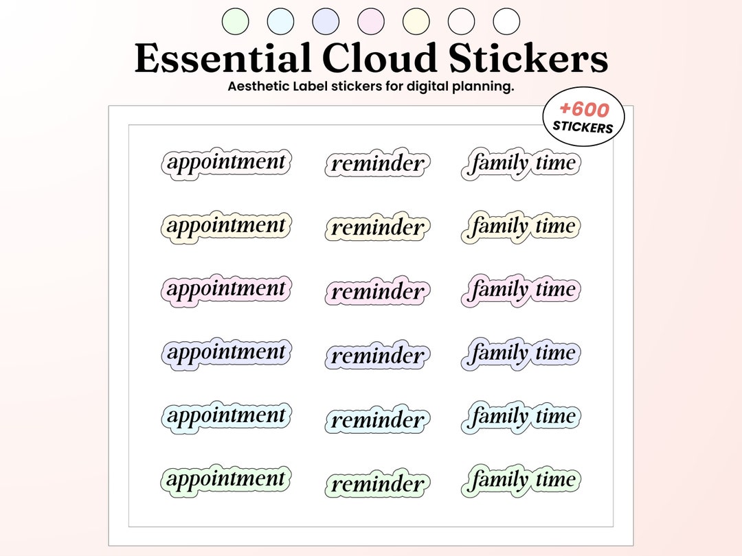 Ipad Labels Essential Cloud Labels Stickers, Everyday Label Stickers for Goodnotes ...
