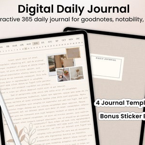Digital Daily Journal Pages, Digital Journal for iPad, Goodnotes and Notability, Hyperlinked Journal, Feeling Journal Diary, Anxiety Journal