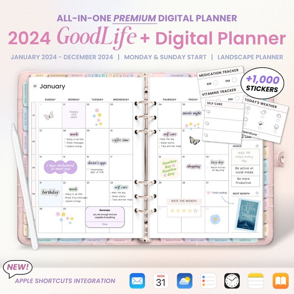 2024 Digital Planner, 2024 GoodLife+ Planner, 2024 Planner, 2024 iPad Planner, Goodnotes Life Planner, All-in-one Premium iPad Planner