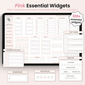 Pink Digital Planner Widgets for GoodNotes, ipad planner essential widgets, Digital Planner widget and stickers, GoodNotes Digital Widgets