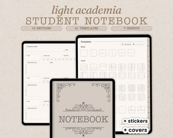 Light Academia Student Notebook, Goodnotes Notebook, Digital Notebook for iPad, Notability Goodnotes Notebook Template for students