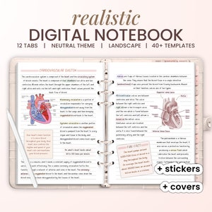 Digital Notebook, 12 Subject Digital Notebook for Students, Digital Note Taking Templates, Sticky Notes iPad Goodnotes, free digital sticker
