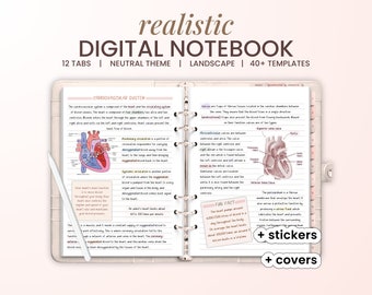 Digital Notebook, 12 Subject Digital Notebook for Students, Digital Note Taking Templates, Sticky Notes iPad Goodnotes, free digital sticker