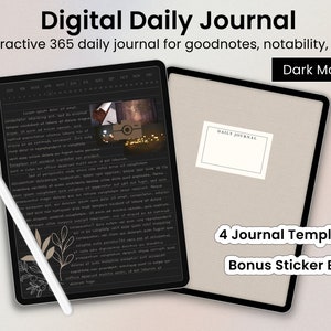 Digital Gratitude Journal, dark mode daily gratitude, Daily Reflection, iPad Digital Planner, GoodNotes Gratitude Planner, Daily Reflection