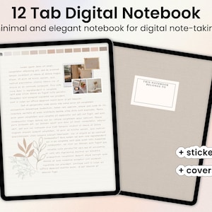 Digital Notebook Goodnotes | Notebook with Tabs | Goodnotes Digital Notebook | Cornell | iPad Notebook | 12 hyperlinked tabs