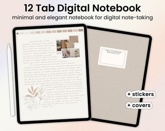 Digital Notebook 12 Hyperlinked Tabs Goodnotes Notability - Etsy