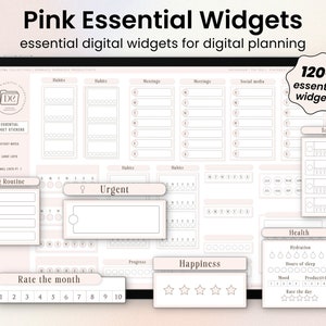 Pink Digital Planner Widgets for GoodNotes, ipad planner essential widgets, Digital Planner widget and stickers, GoodNotes Digital Widgets