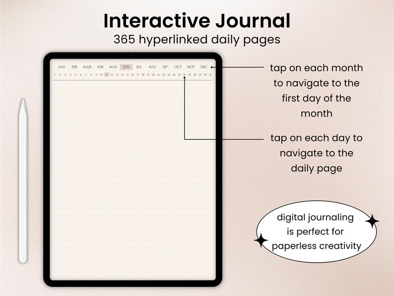Digital Daily Journal for Goodnotes & Notability (hyperlinked) - Etsy