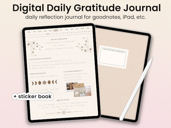 Digital Daily Gratitude Journal for GoodNotes, iPad (Digital Download)