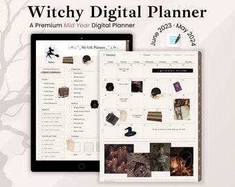 Witchy Digital Planner, Student Planner, Witchy Journal, Midyear Digital Planner, iPad Goodnotes Planner, Goth Planner, Gothic Witch Planner