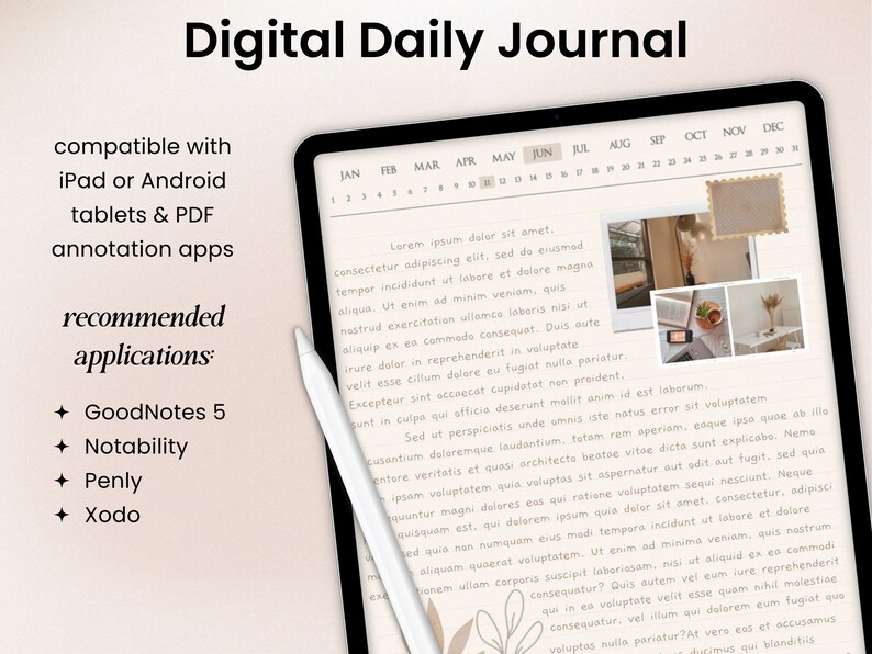 Digital Daily Journal for Goodnotes & Notability (hyperlinked) - Etsy