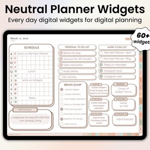 Neutral Widget Stickers for Digital Planning | Everyday Digital Planner Widget Stickers | Digital Planner Stickers | GoodNotes Stickers