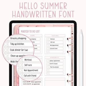 Hola verano fuente manuscrita, fuentes de escritura a mano, fuentes manuscritas, fuente ordenada, fuente de planificación digital, fuente para tomar notas, fuente de notas