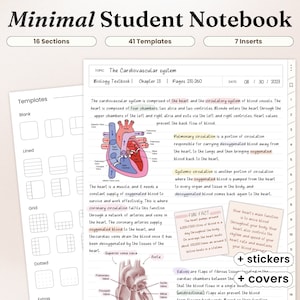 Minimal Digital Notebook for ipad Hyperlinked Notetaking Templates Student Notebook Notepad Goodnotes Notability college academic school