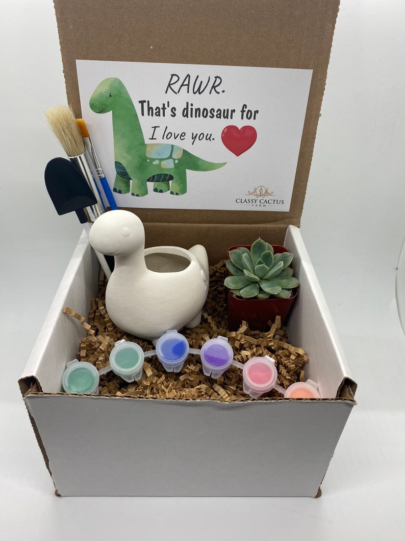 Kids Dinosaur Succulent Gift Box I Love You