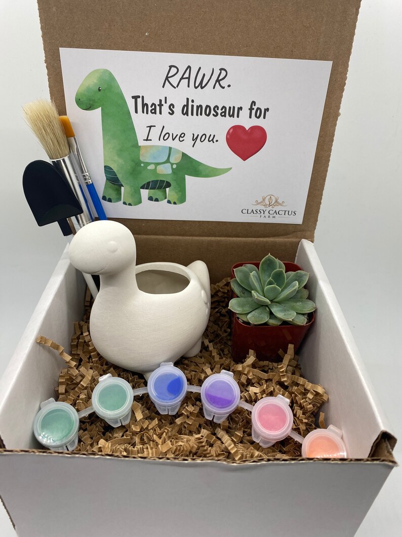 Kids Dinosaur Succulent Gift Box I Love You