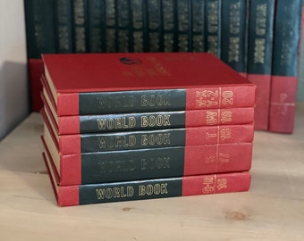 1967 World Book Encyclopedia - Red Cover - Red Green Spine - Shelf Decor