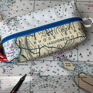 Recycled Sailcloth Dopp Kit - Toiletry Bag & Mens Travel Bag Nautical Chart