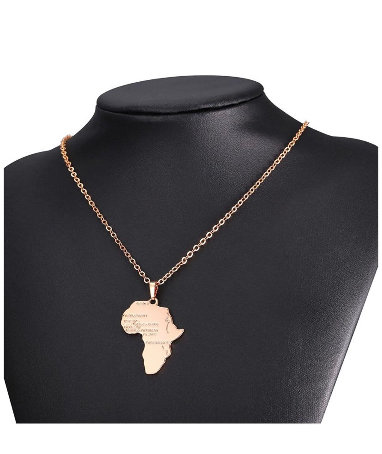 Minimalist Africa Map Pendant Necklace - Gold Plated Brass Outline, 18" Chain With 2" Extender