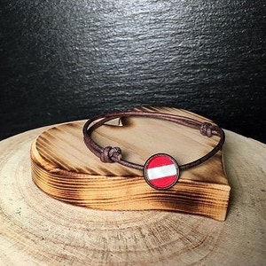 vintage leather strap &quot;Landesfarben Österreich&quot;, genuine leather strap, sliding knot