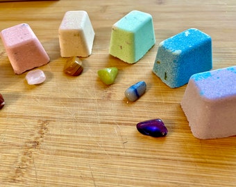 Shower Steamers, Gemstone Set, Shower Melts, Shower Fizzies, Shower Bombs, Spa Gift, Eucalyptus, Lavender, Rainbow Steamers