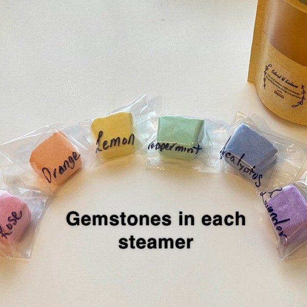 Shower Steamers, Variety Pack of 6, Genuine Gemstone Set, Shower Melts, Shower Fizzies, Shower Bombs, Spa Gift, Rainbow Steamers