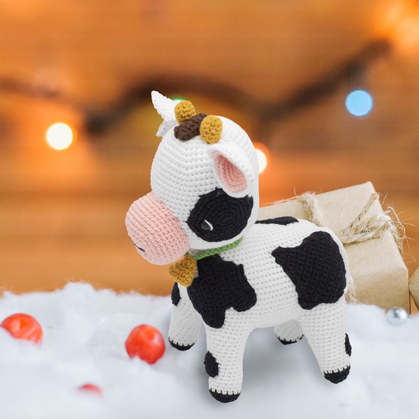 Amigurumi Cow | Crochet Toy | 100% Organic Handmade Soft Toy | Lovely Sleep Friend Christmas Gift for Kids | Same Day Dispatch Guaranteed