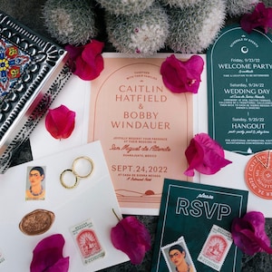Mexico-Inspired Wedding Invitation Set. Modern | Customizable | Boho. A Unique Digital Set for Canva and InDesign. For the love of travel*+~