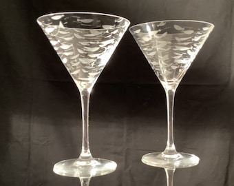 Mid Century Modern Styled Fish Martini Glasses - 10 oz.- Set of 2