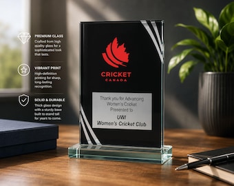 Personalized Black Reflection Glass Award – Custom Recognition Trophy, Corporate Appreciation, Employee Achievement Gift, Sports Recognition