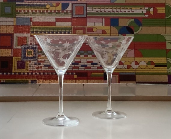 Starburst Cocktail Glasses, Monogrammed, Set/6