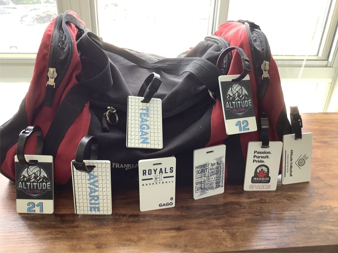 Set of 18 Team Bag Tags Custom Made Sport Tags Double Sided Made to