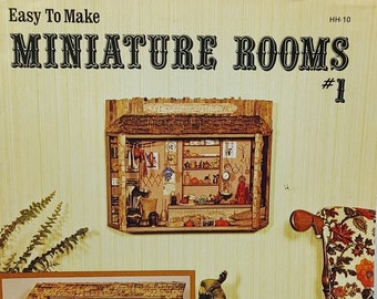 Vintage 1976 Craft Course Book - Easy To Make Miniature Rooms Magazine Guide - How To Booklet on Whimsy Miniature Dollhouse Rooms Dioramas