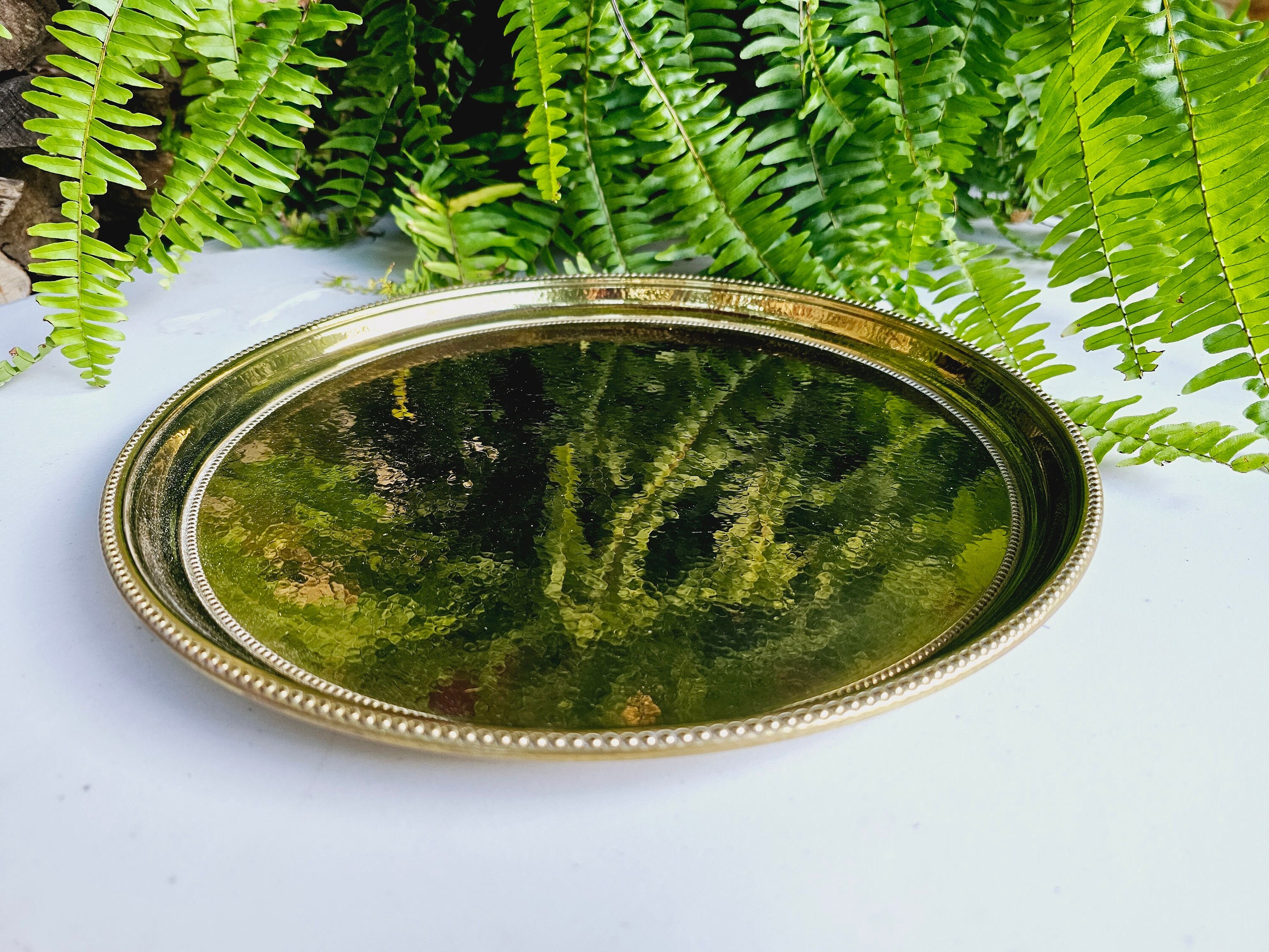 Vintage Hollywood Regency Brass Faux Bamboo Gallery Tray – Lillian