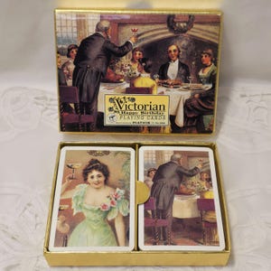 Vintage Piatnik Wien Bridge Double Deck Playing Cards - Victorian Happy Birthday Design - Made in Austria Ferd Piatnik & Sons Vienna No2232