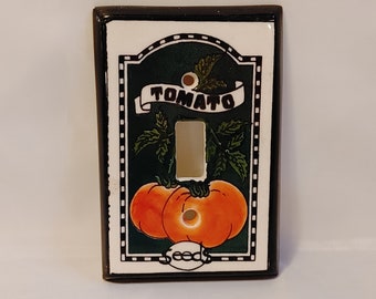 Metal Switch Plate Cover Vintage Country Fruit Crate Sunrise Vegetable Seeds 