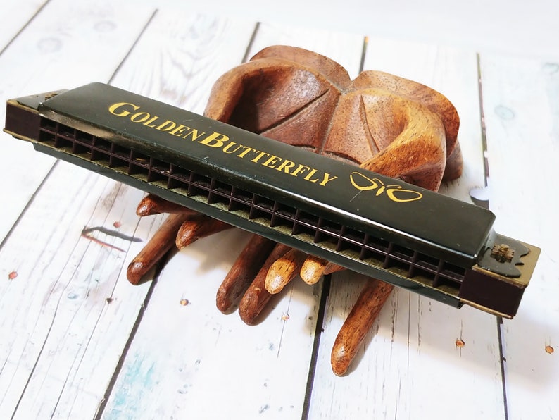 Vintage RARE Golden Butterfly Harmonica 40 Holes Beautiful Etsy